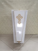 Гроб 4-хгранник СТАНДАРТ (белый) Н-0,8м+Комплект(подушка+покрывало) от интернет-магазин Эдельвейс-Ритуал.RU