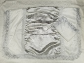 Р3796 Комплект (серебро) Парча Виноград+Жаккард (покрывало+наволочка) от интернет-магазин Эдельвейс-Ритуал.RU