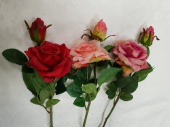 Э2384 Ветка розы Анабель натур.1гол.+1бут.Н-48см (24шт) от интернет-магазин Эдельвейс-Ритуал.RU