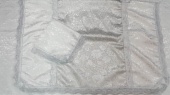 Р3675 Комплект (серебро) Парча Средняя роза+Жаккард (покрывало+наволочка) 1х2м от интернет-магазин Эдельвейс-Ритуал.RU