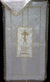Р3815 Комплект (белый) Термостежка атл.с вышитым Крестом и белым гипюром. от интернет-магазин Эдельвейс-Ритуал.RU