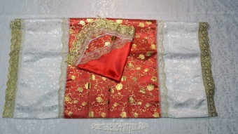 Р3825 Комплект (красный) Органза с атласом+Жаккард (покрывало+наволочка) от интернет-магазин Эдельвейс-Ритуал.RU