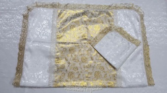 Р3765 Комплект (золото) Парча Роза Колючая+Жаккард (покрывало+наволочка) 1х2м от интернет-магазин Эдельвейс-Ритуал.RU