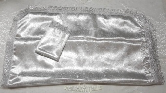 Р3925 Комплект (серебро) Парча Ирис (покрывало+наволочка) 0,75х2м от интернет-магазин Эдельвейс-Ритуал.RU