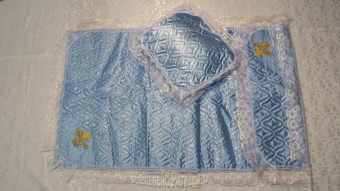 Р3855 Комплект (голубой) Термостежка атл.Детский 1,2-1,5м (покрывало+подушка) с отворотом от интернет-магазин Эдельвейс-Ритуал.RU