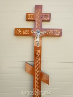 Крест сосна Распятье фотопечать Н-220см светлый от интернет-магазин Эдельвейс-Ритуал.RU
