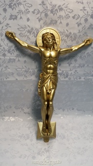 Распятье пласмассовое большое золото №10 от интернет-магазин Эдельвейс-Ритуал.RU