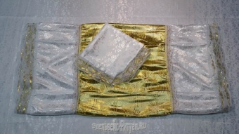 Р3796 Комплект (золото) Парча Виноград+Жаккард (покрывало+наволочка) от интернет-магазин Эдельвейс-Ритуал.RU