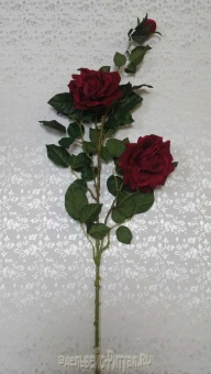 Э3186 Ветка розы Царская 2гол.+1бут.Н-100см (50шт) от интернет-магазин Эдельвейс-Ритуал.RU